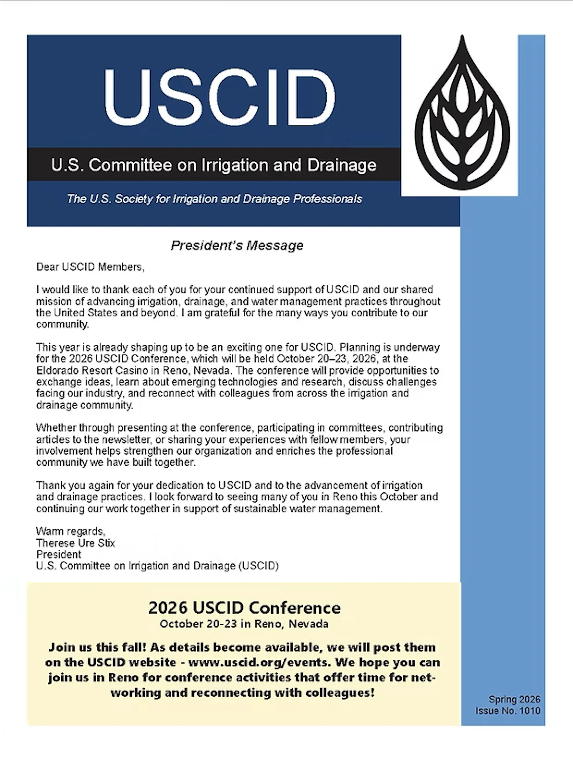 USCID Newsletter Spring 2026 cover USCID Newsletter - Spring 2026, Issue No. 1010 cover